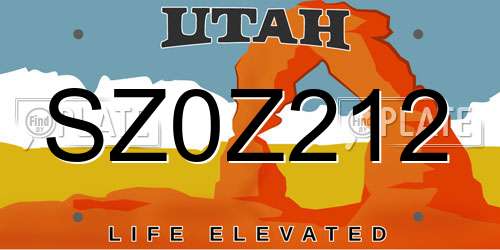 SZ0Z212 Utah License Plate