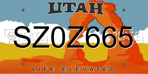 SZ0Z665 Utah License Plate
