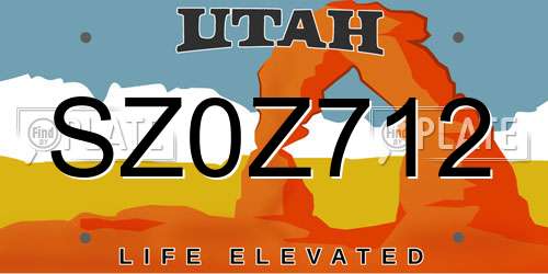 SZ0Z712 Utah License Plate