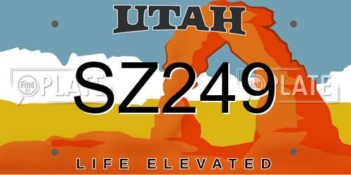 SZ249 Utah License Plate