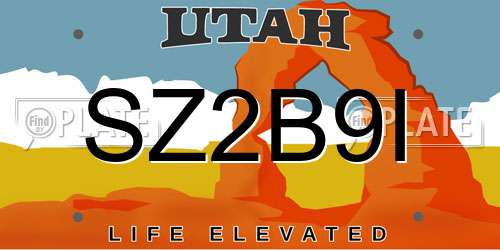 SZ2B9I Utah License Plate