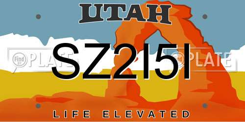 SZ2I5I Utah License Plate