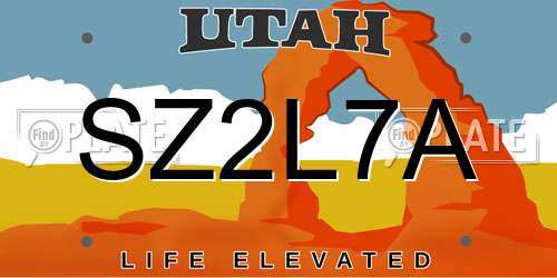 SZ2L7A Utah License Plate
