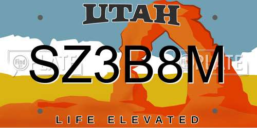 SZ3B8M Utah License Plate