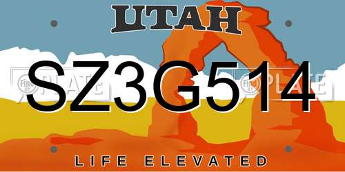 SZ3G514 Utah License Plate
