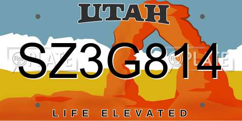 SZ3G814 Utah License Plate
