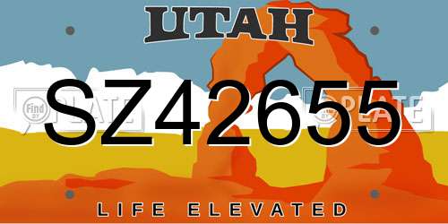 SZ42655 Utah License Plate
