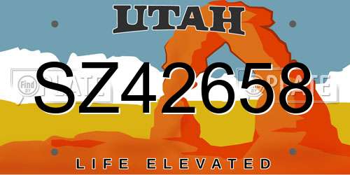 SZ42658 Utah License Plate