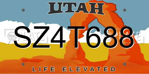 SZ4T688 Utah License Plate