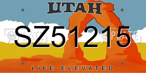 SZ51215 Utah License Plate