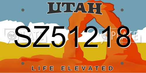 SZ51218 Utah License Plate