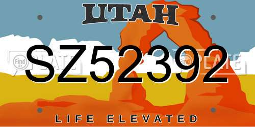 SZ52392 Utah License Plate