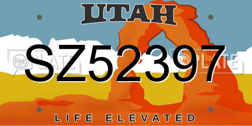SZ52397 Utah License Plate
