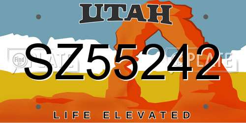 SZ55242 Utah License Plate