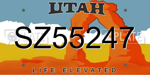 SZ55247 Utah License Plate