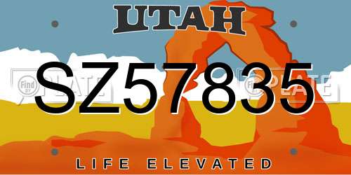 SZ57835 Utah License Plate