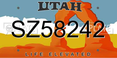 SZ58242 Utah License Plate