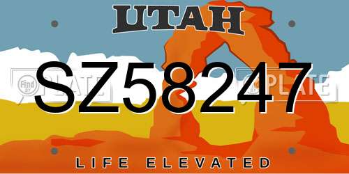 SZ58247 Utah License Plate