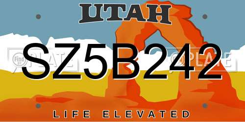 SZ5B242 Utah License Plate
