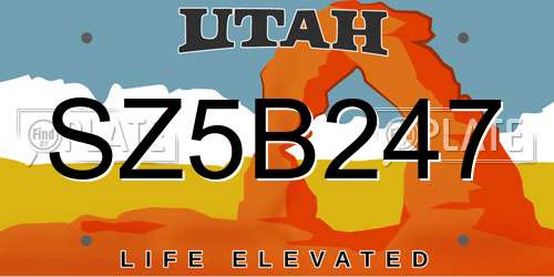 SZ5B247 Utah License Plate