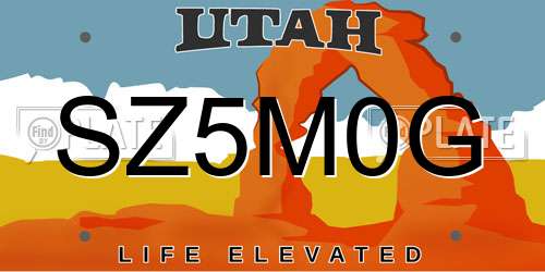 SZ5M0G Utah License Plate