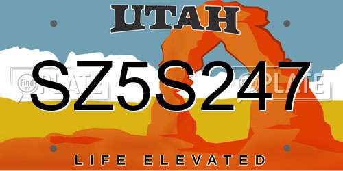 SZ5S247 Utah License Plate