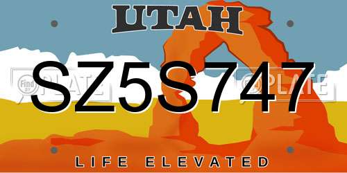 SZ5S747 Utah License Plate