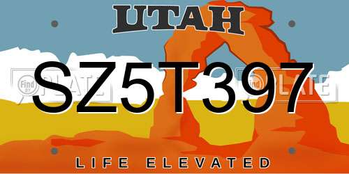 SZ5T397 Utah License Plate