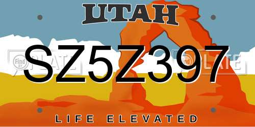 SZ5Z397 Utah License Plate