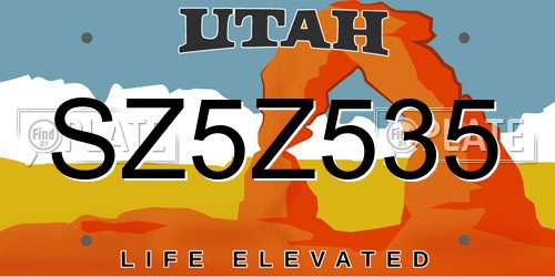 SZ5Z535 Utah License Plate