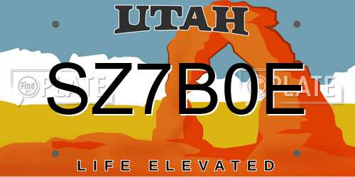 SZ7B0E Utah License Plate