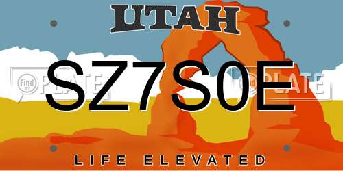 SZ7S0E Utah License Plate