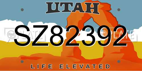 SZ82392 Utah License Plate