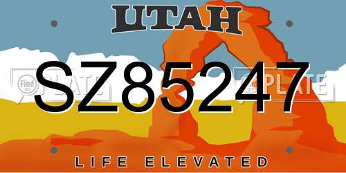 SZ85247 Utah License Plate