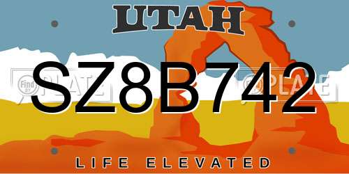SZ8B742 Utah License Plate