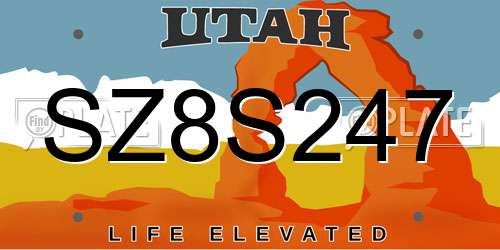 SZ8S247 Utah License Plate