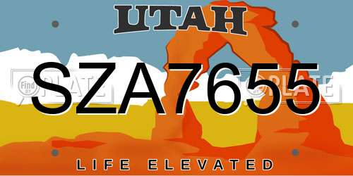 SZA7655 Utah License Plate