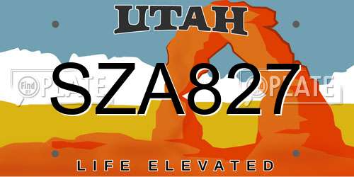 SZA827 Utah License Plate