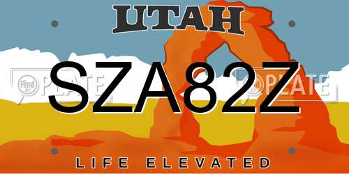 SZA82Z Utah License Plate