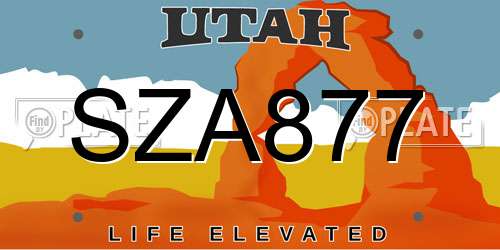 SZA877 Utah License Plate