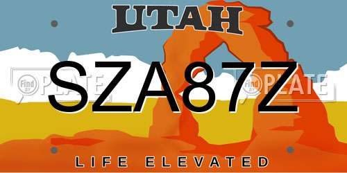 SZA87Z Utah License Plate