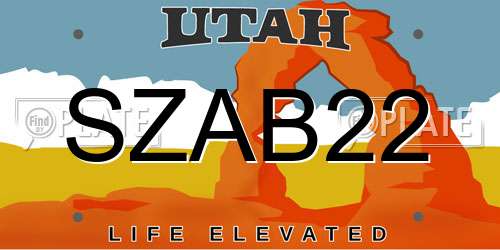 SZAB22 Utah License Plate