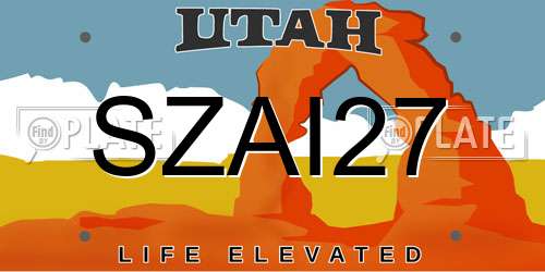 SZAI27 Utah License Plate