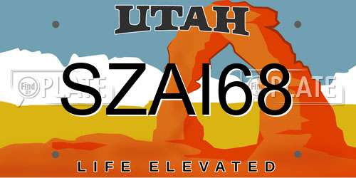 SZAI68 Utah License Plate
