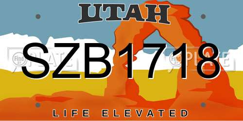SZB1718 Utah License Plate