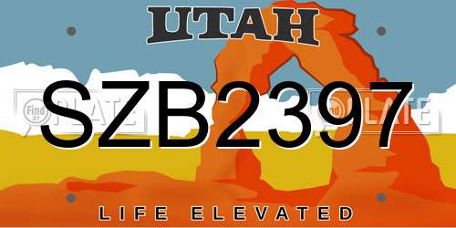 SZB2397 Utah License Plate
