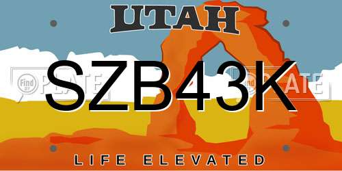 SZB43K Utah License Plate