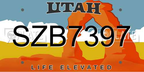 SZB7397 Utah License Plate