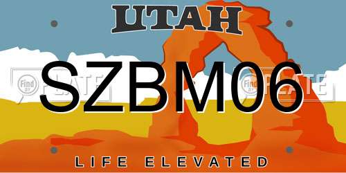 SZBM06 Utah License Plate