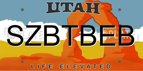 SZBTBEB Utah License Plate